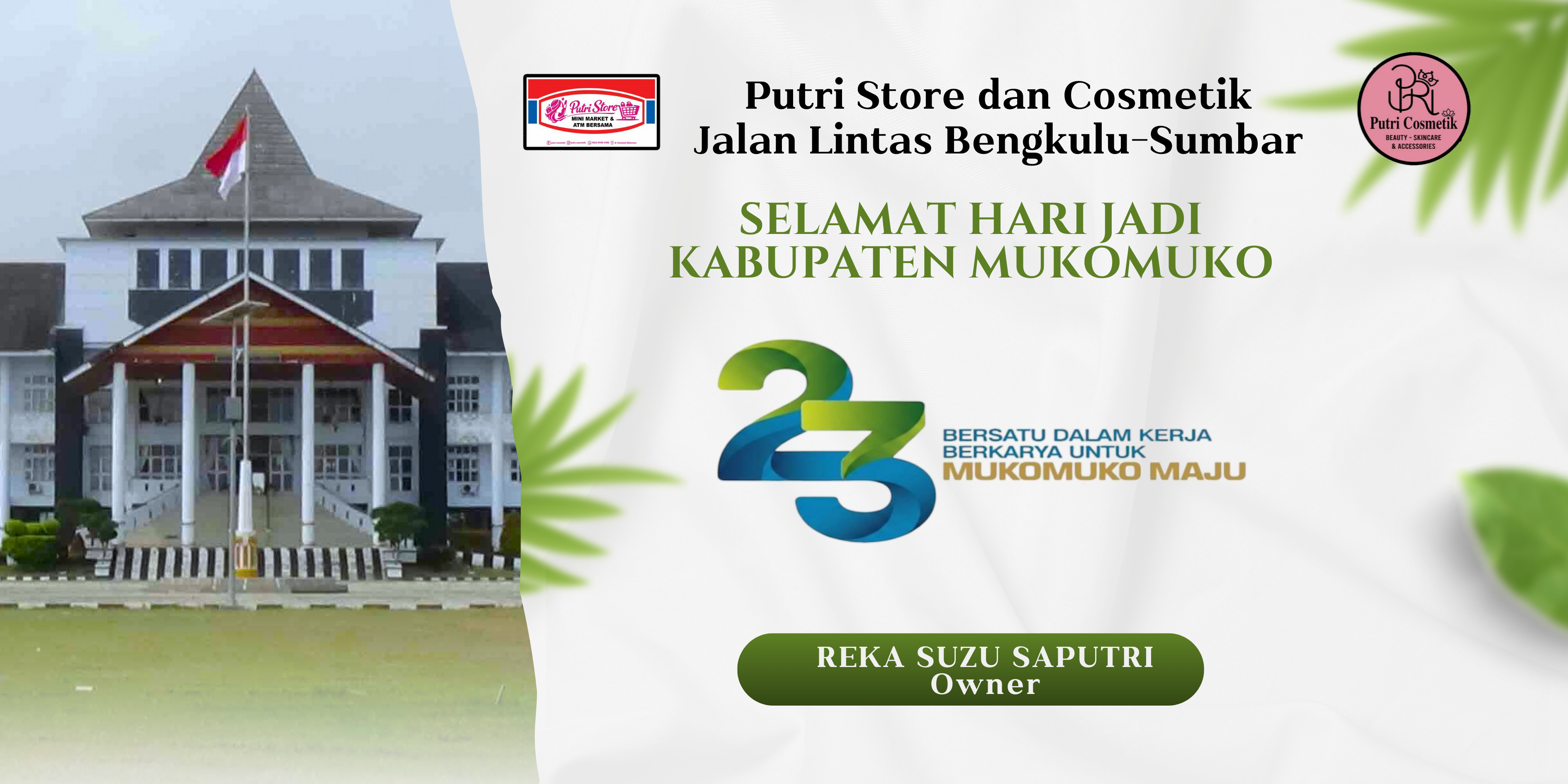 Ucapan HUT ke-23 Mukomuko dari Putri Store