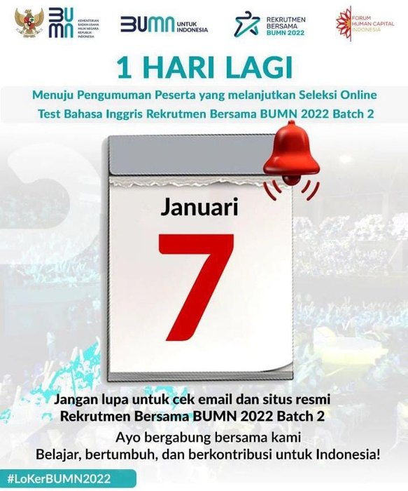 Hasil TKD Rekrutmen Bersama BUMN 2022 Batch 2 Diumumkan Hari Ini 7 ...