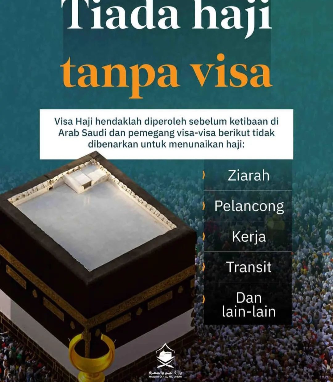 3 Landasan Wajib Penggunaan Visa Haji saat Berhaji, Bukan Visa Ziarah