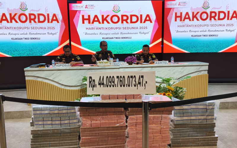 Pemulihan Aset Negara Capai Rp 1,4 Triliun, Kejati Bengkulu Tampilkan Bukti Uang Rp 44 Miliar