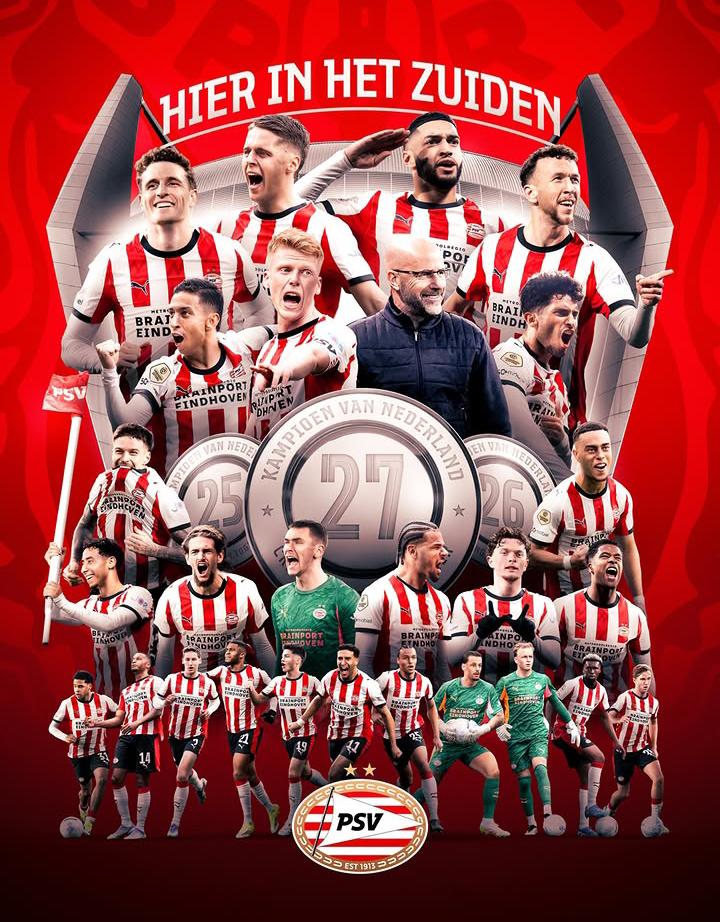 PSV Eindhoven Resmi Juara Liga Belanda, Catatkan Hattrick Gelar dalam Tiga Musim Beruntun