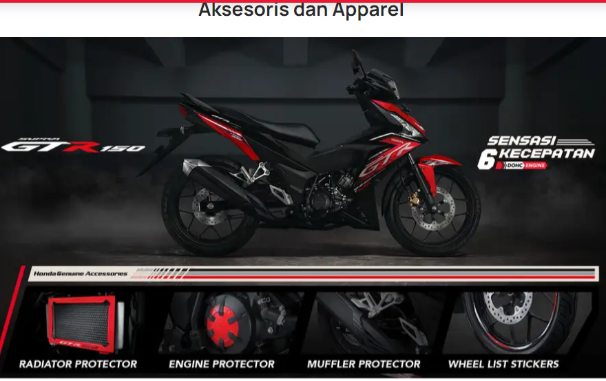 Aksesoris dan Apparel Unggulan untuk Honda GTR 150