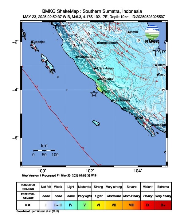 Gempa Bermagnitudo 6,3 Guncang Bengkulu dan Sekitarnya, Getaran Dirasakan di Sejumlah Wilayah