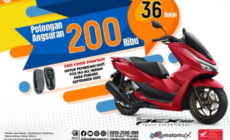 BOOMtober Honda Bengkulu! Beli Honda PCX 160 Cukup Bayar Rp1,6 Juta, Hemat Hingga Rp7,2 Juta!