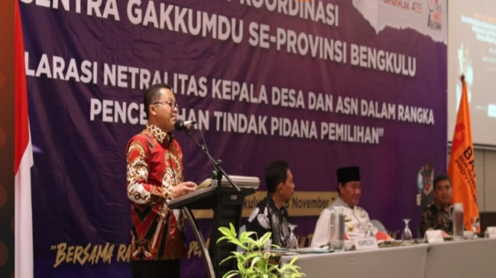 Bawaslu Provinsi Bengkulu Gelar Rapat Koordinasi Gakkumdu dan Deklarasi Netralitas Kepala Desa serta ASN