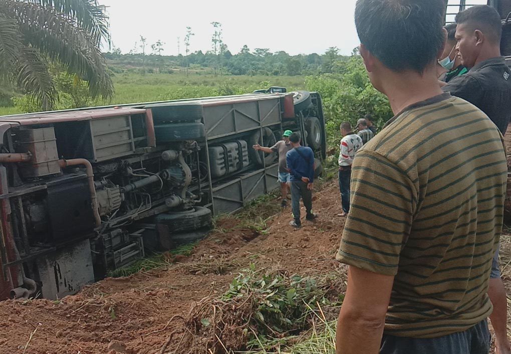 Sempat Terbalik di Rupit, Bus Putra Rafflesia Tujuan Bengkulu dalam Perjalanan Pulang