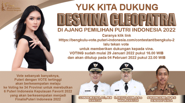 Vote Sekarang, Dukung Desvina Cleopatra di Ajang Pemilihan Puteri Indonesia 2022