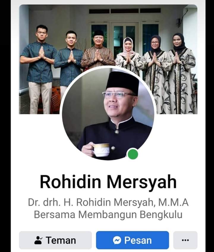 Kembali Muncul Akun Facebook Palsu Gubernur Bengkulu, Waspada Bila Menerima Pesan