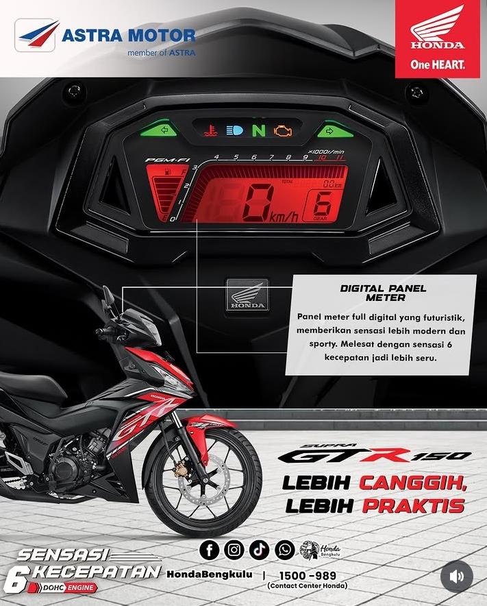 Honda Supra GTR 150 Tampil Lebih Modern dengan Panel Meter Full Digital