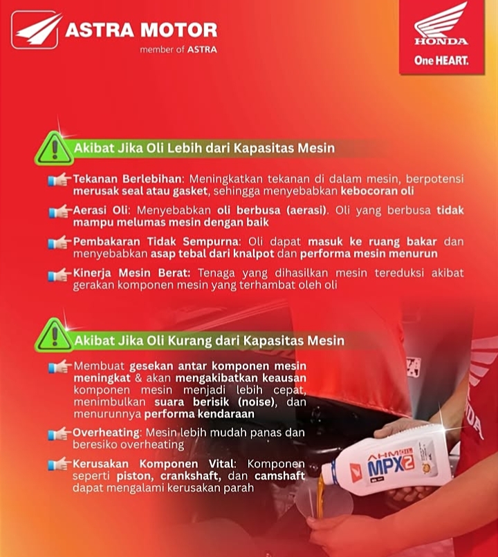 Astra Motor Bengkulu Ingatkan Pengendara Jangan Asal Isi Oli Mesin