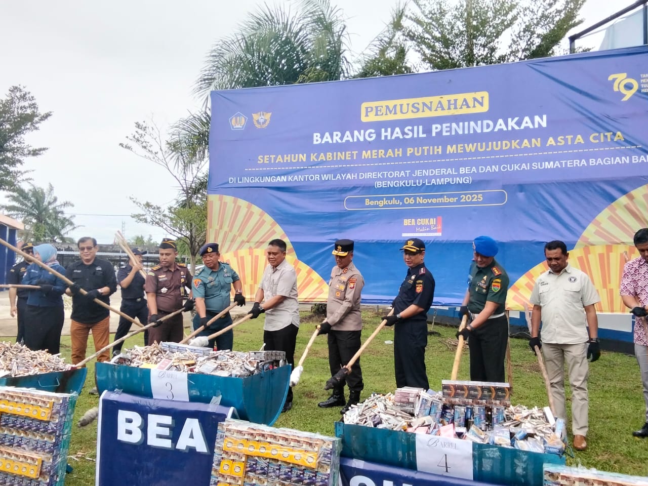 Bea Cukai Bengkulu Musnahkan Barang Hasil Penindakan Senilai Miliaran Rupiah, Ada Mihol hingga Rokok Ilegal
