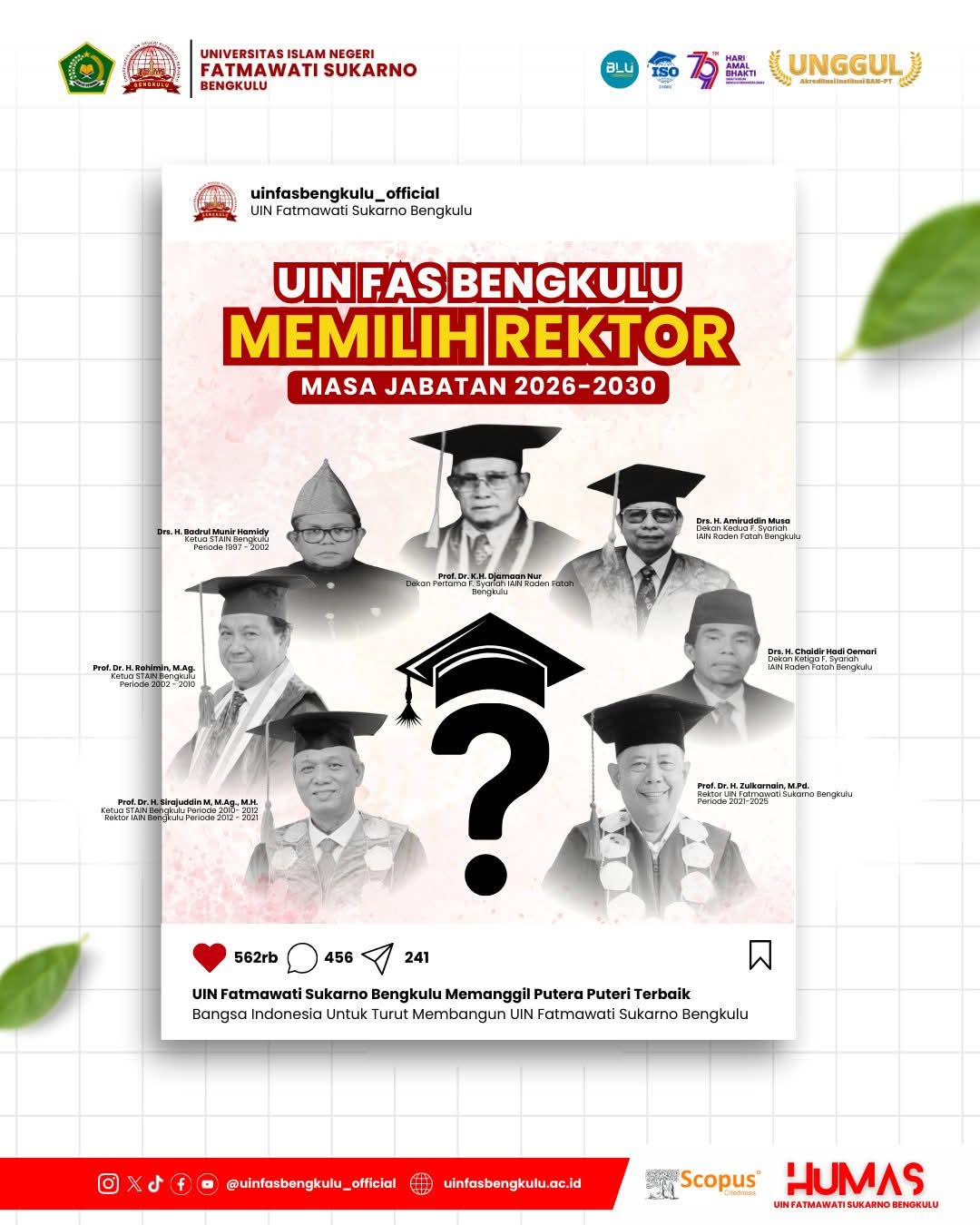 UIN FAS Bengkulu Buka Penjaringan Calon Rektor Periode 2026-2030