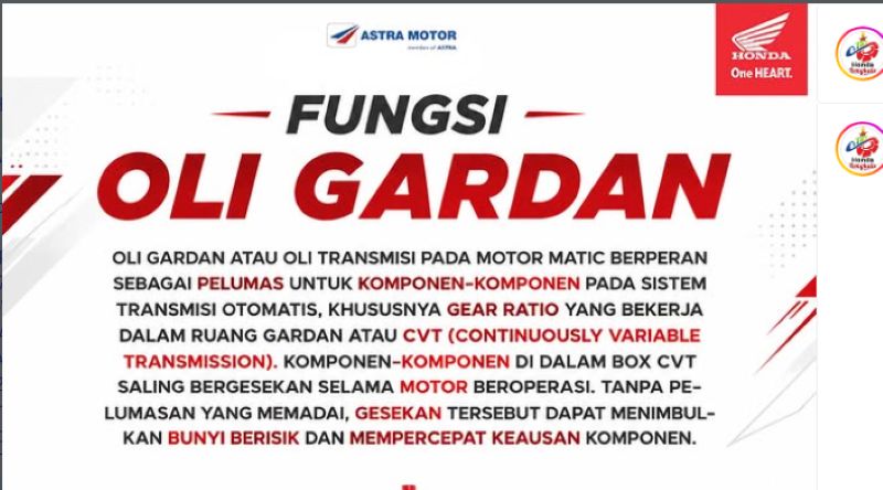 Jangan Sampai Terlambat, Ini Fungsi Oli Gardan Motor Matic yang Sering Terlupakan
