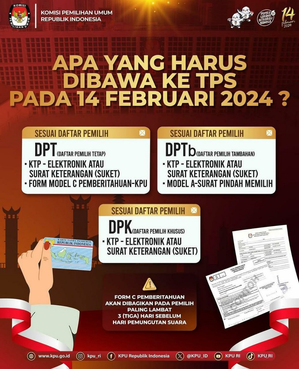 Jangan Lupa! Ini Dokumen yang Wajib Dibawa ke TPS Saat Mencoblos 14 Februari 2024 Besok