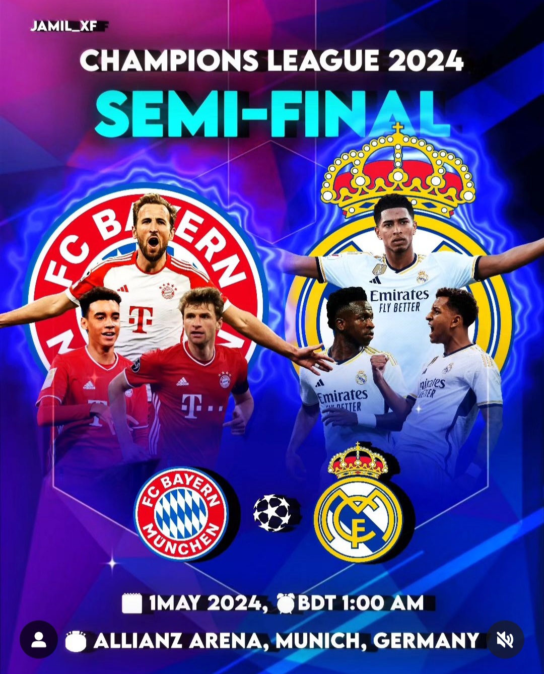 Liga Champions 2023/2024, Semifinal Bayern Munchen Tahan Imbang 2-2 Real Madrid 