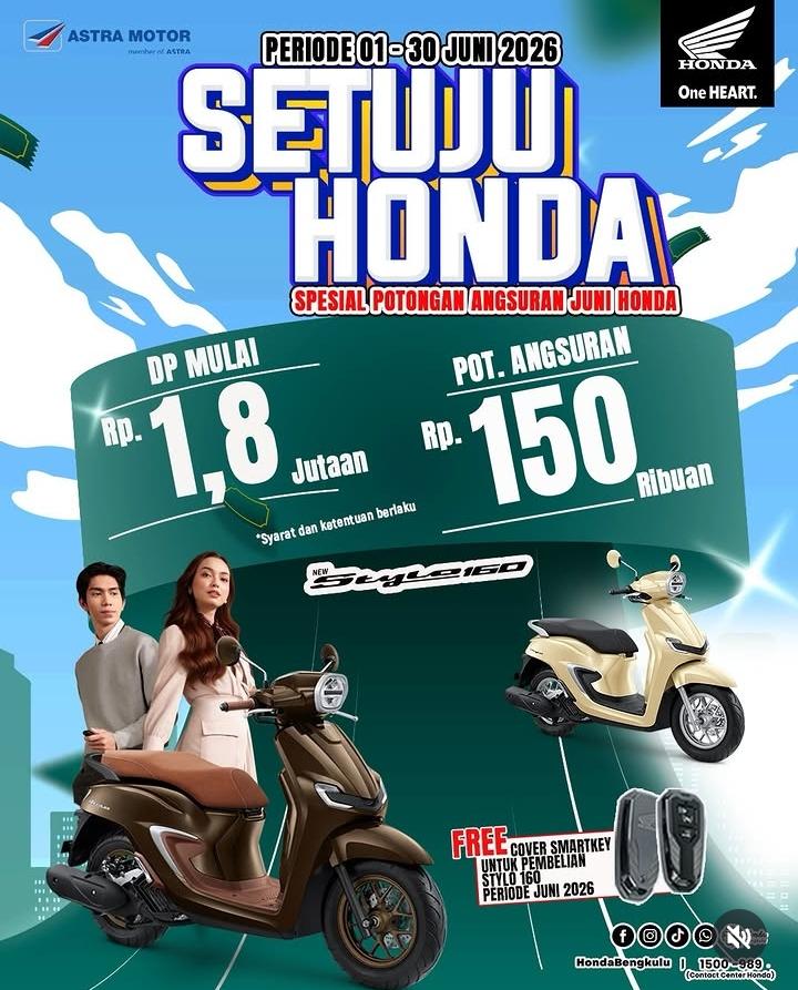 Promo Setuju Honda Juni 2026, New Stylo 160 Hadir dengan DP Ringan dan Potongan Angsuran Menarik