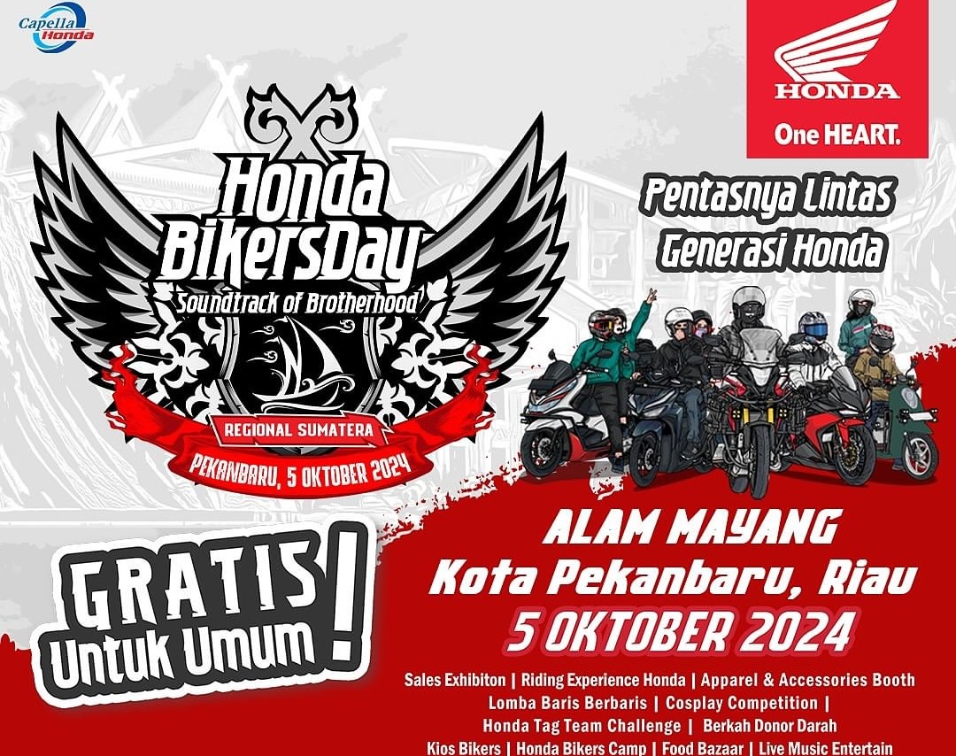 Honda Bikers Day 2024 Siap Gebrak Regional Sumatera: Soundtrack of Brotherhood di Pekanbaru