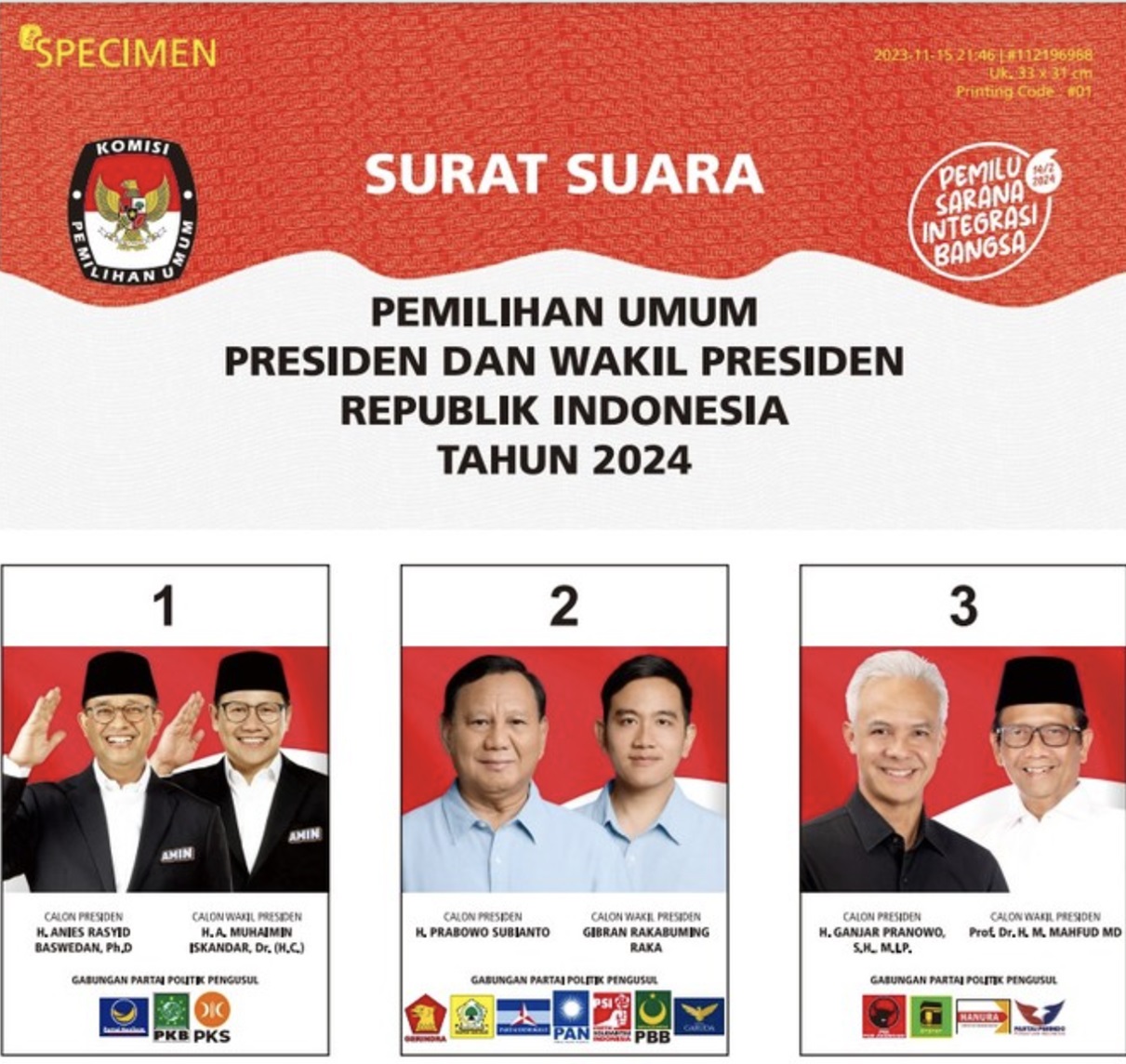 Desain Resmi Surat Suara Pilpres 2024, Catat Tanggal Pendistribusiannya ! Akan Berlangsung 18 Hari