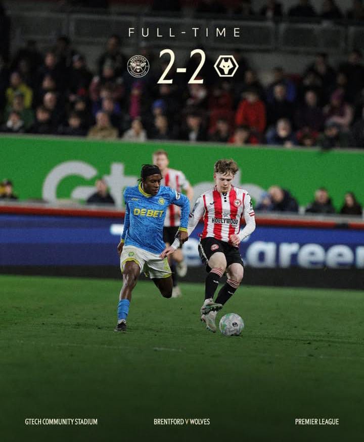Keunggulan Dua Gol Sirna, Brentford Ditahan Imbang Wolves 2-2 di Kandang