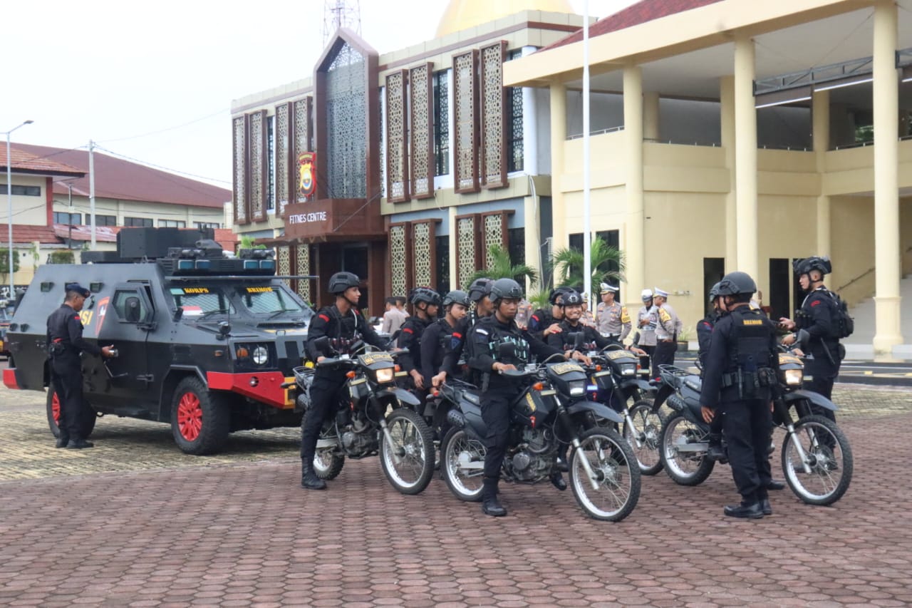 Patroli Gabungan Polda Bengkulu Jaga Kondusivitas Hari Pencoblosan 