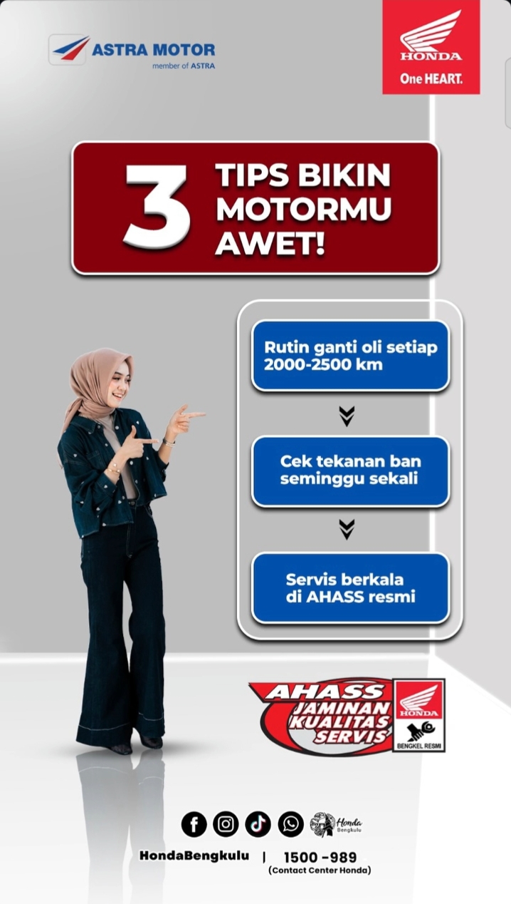 Jangan Tunggu Rusak, Astra Motor Bengkulu Bagikan Tips Perawatan Motor agar Tetap Prima