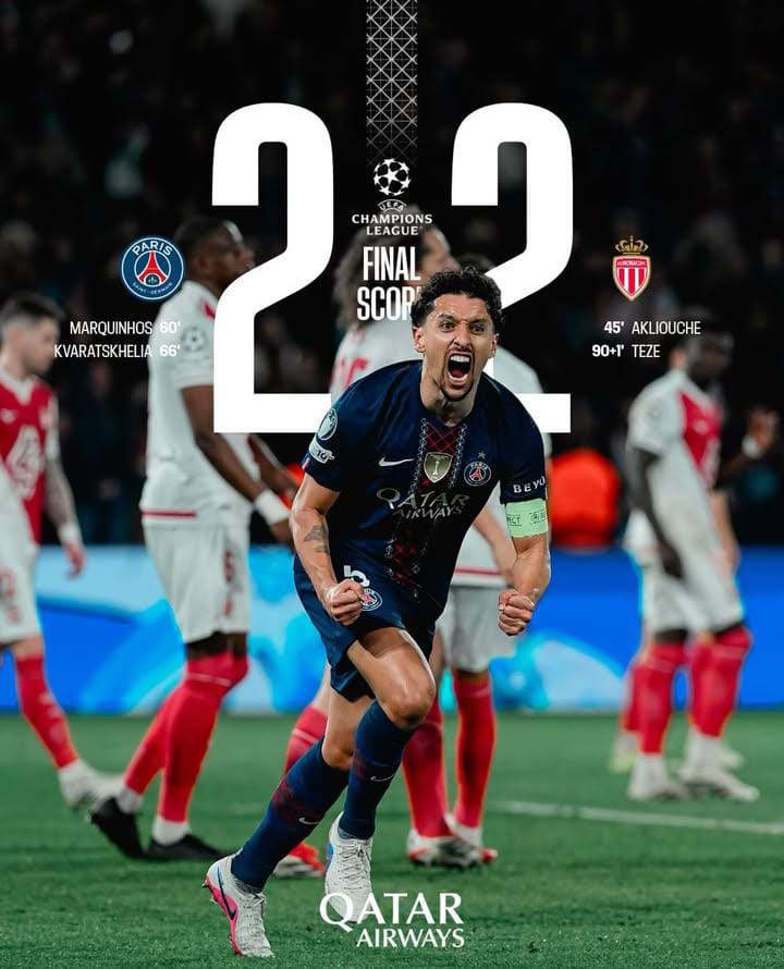 PSG Melaju ke 16 Besar Liga Champions Usai Singkirkan AS Monaco dalam Duel Sengit