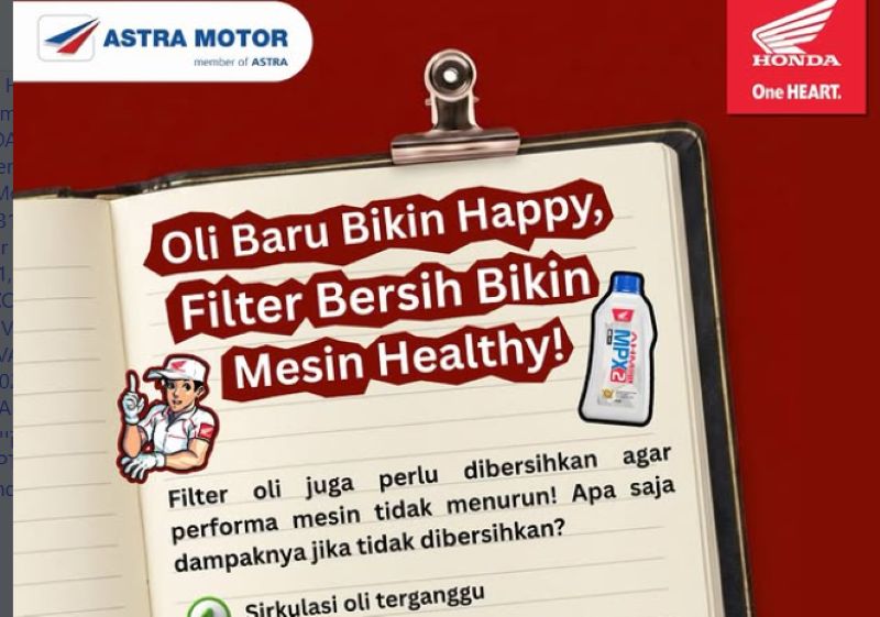Jangan Cuma Ganti Oli, Filter Oli Motor Honda Juga Wajib Diperhatikan