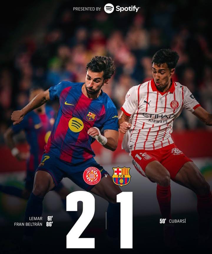 Girona Permalukan Barcelona 2-1, Tahta Klasemen Tetap Milik Real Madrid