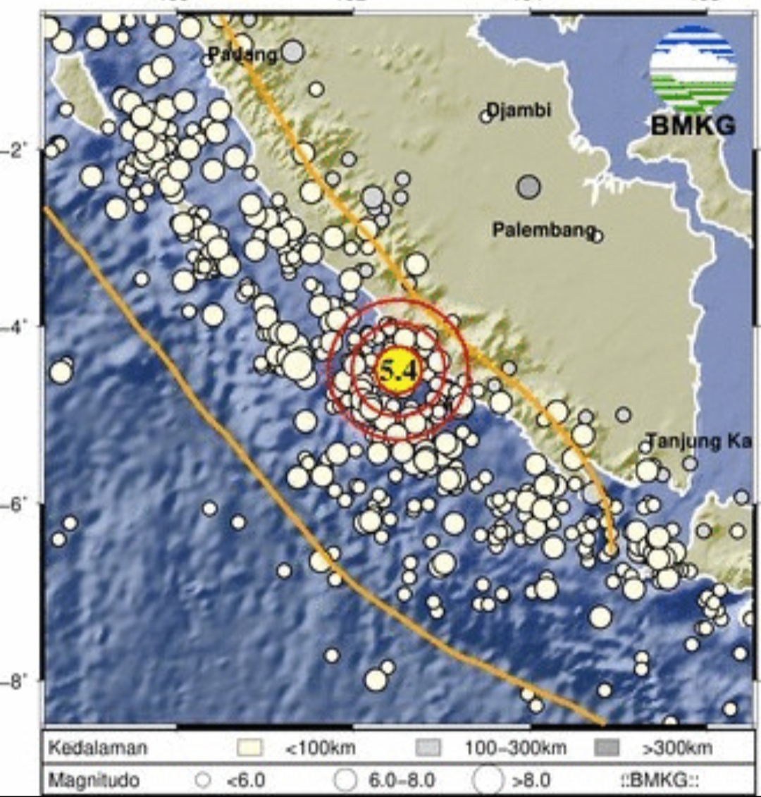 Gempa Magnitudo 5,4 Guncang Bengkulu Selatan, Dirasakan di Beberapa Wilayah