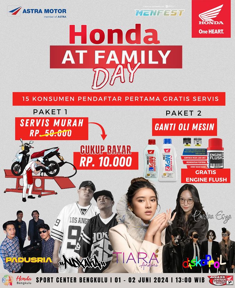 Wow! Servis Motor Honda Cukup Bayar Rp10 Ribu, Catat Tanggal dan Lokasinya