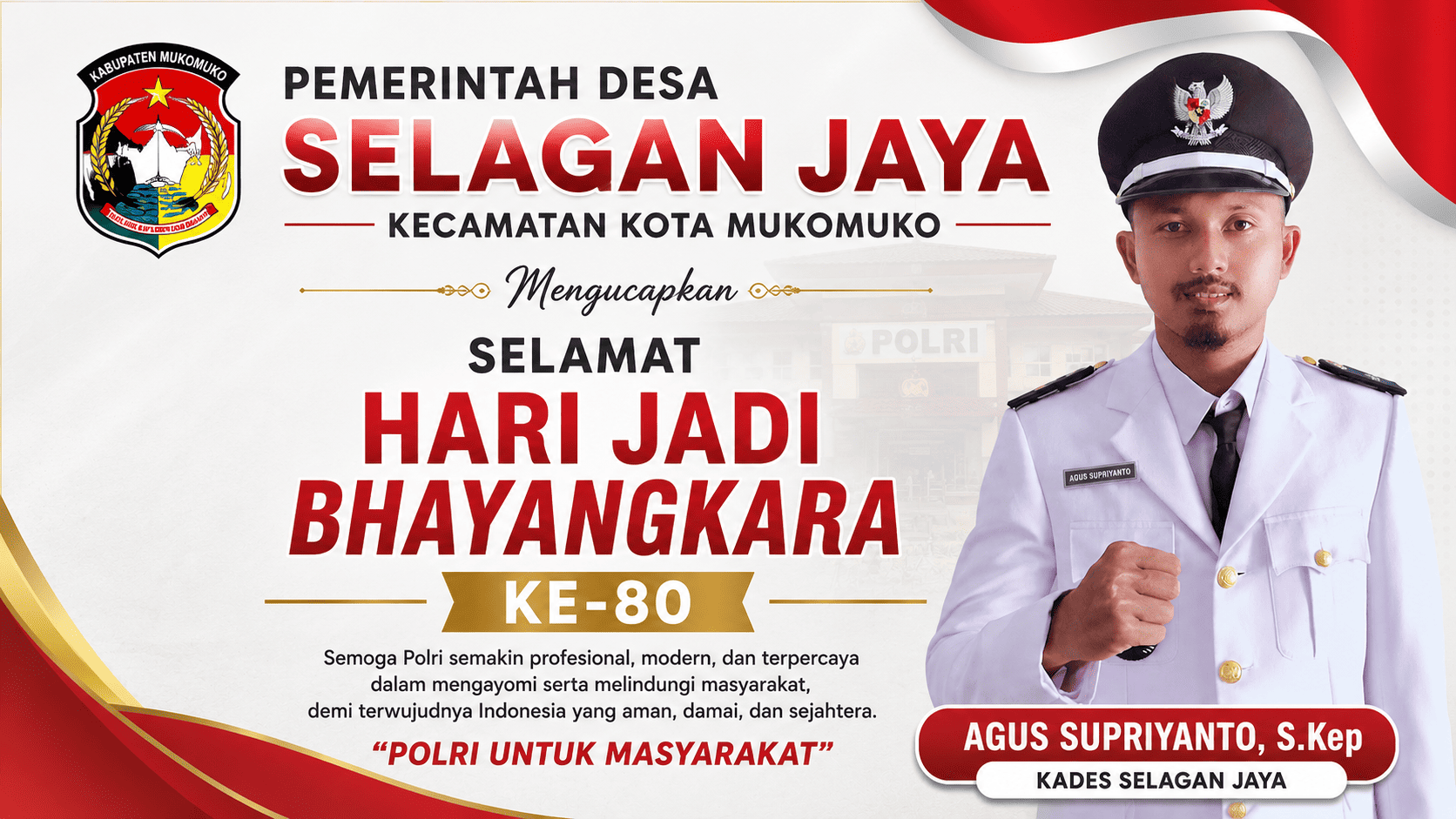 Kades Selagan Jaya Ucapkan Selamat Hari Bhayangkara ke-80, Apresiasi Dedikasi Polri Menjaga Kamtibmas