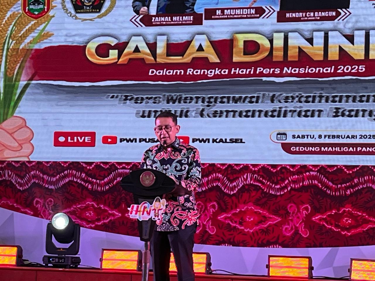 Gala Dinner HPN 2025 di Banjarmasin, Fadli Zon Hadir Tegaskan Pers dan Kebudayaan Tak Bisa Dipisahkan