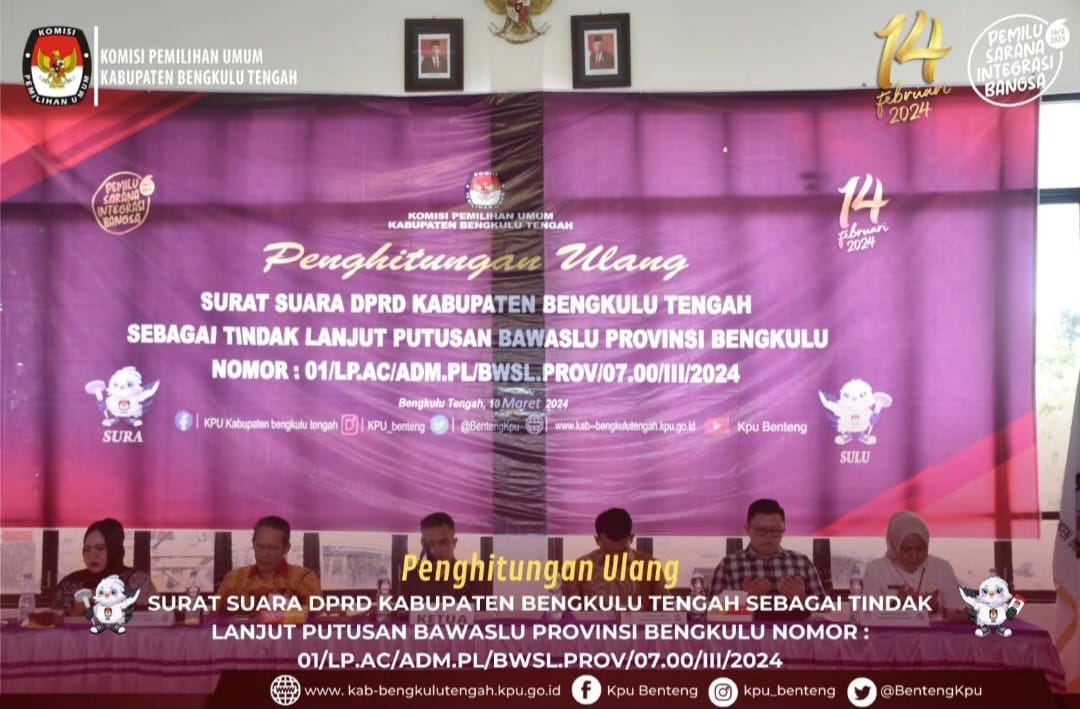 Usai Dilakukan Perhitungan Ulang, Ini Susunan Unsur Pimpinan DPRD Bengkulu Tengah Periode 2024-2029