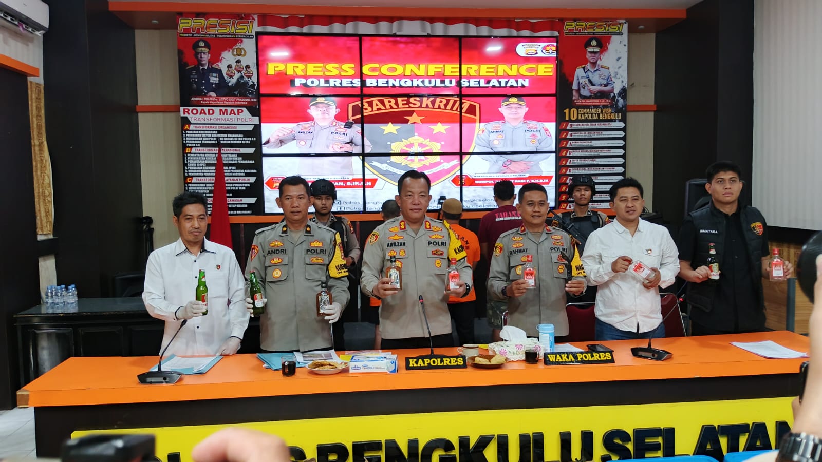 Operasi Pekat Nala 2025, Polres Bengkulu Selatan Amankan 23 Orang dan 302 Botol Miras