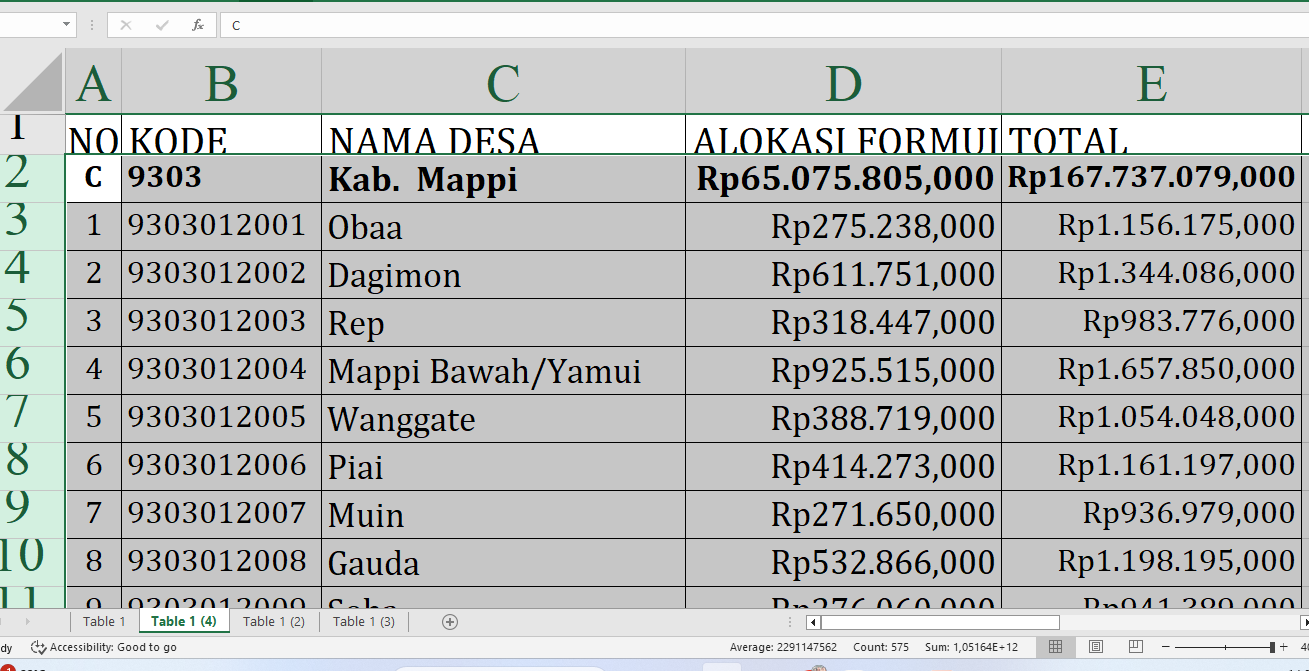 Alokasi Dana Desa 2025 untuk Mappi Provnsi Papua Selatan: Rincian Rp167,7 Miliar dan Desa Penerima Terbesar