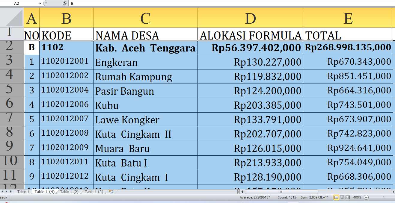 Dana Desa 2025: Desa Mana di Aceh Tenggara Provinsi Aceh yang Paling Kaya? Untuk Desa Berawalan A-L