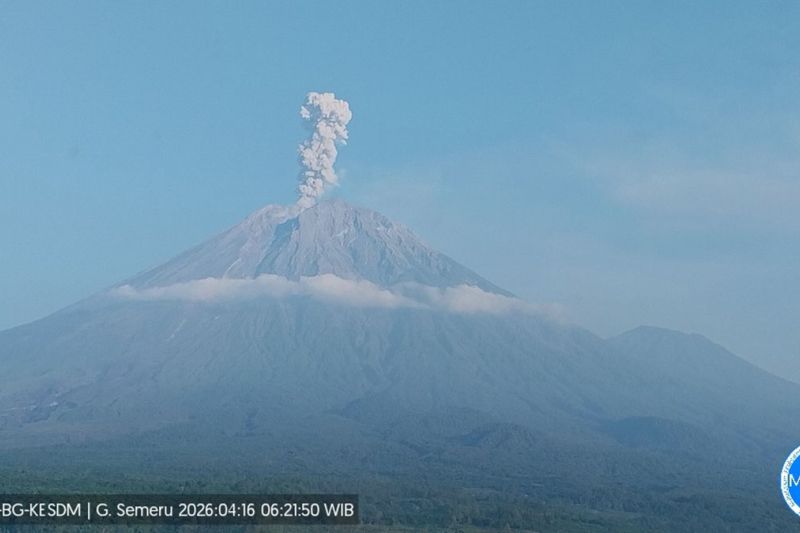 Gunung Semeru Erupsi 5 Kali Pagi Ini, Kolom Abu Capai 1.200 Meter