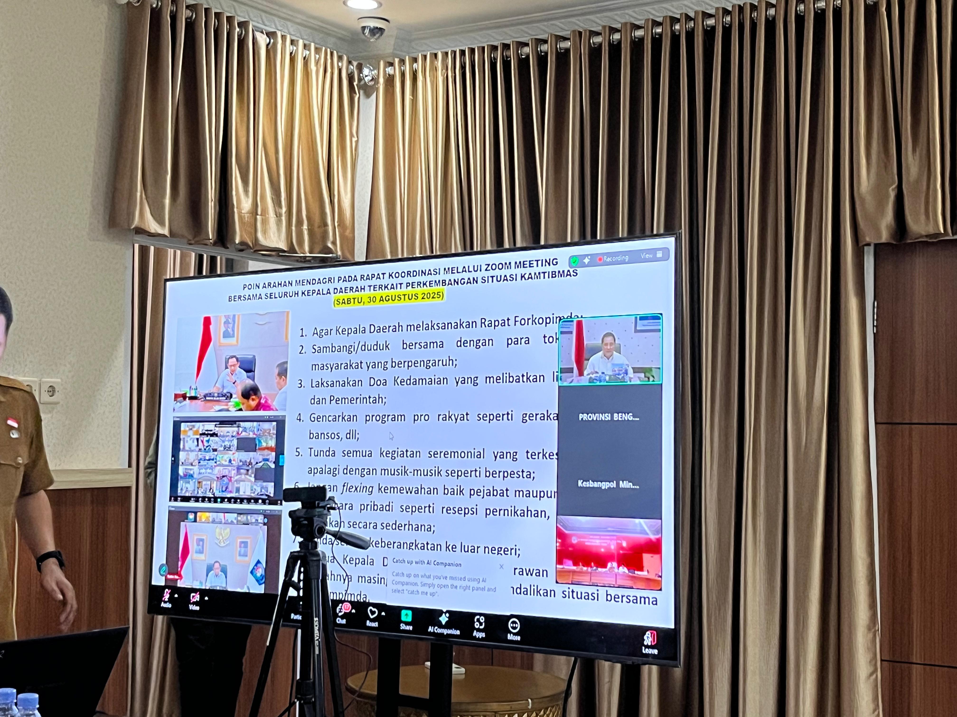 Mendagri Instruksikan Kepala Daerah, Pemprov Bengkulu Langsung Bergerak Cepat!