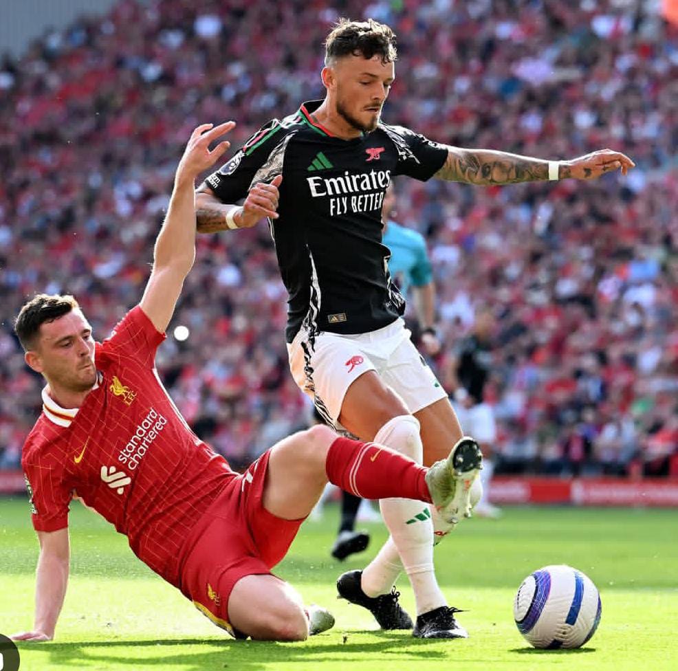 Arsenal Tahan Liverpool di Anfield, Comeback Epik dari Ketertinggalan Dua Gol