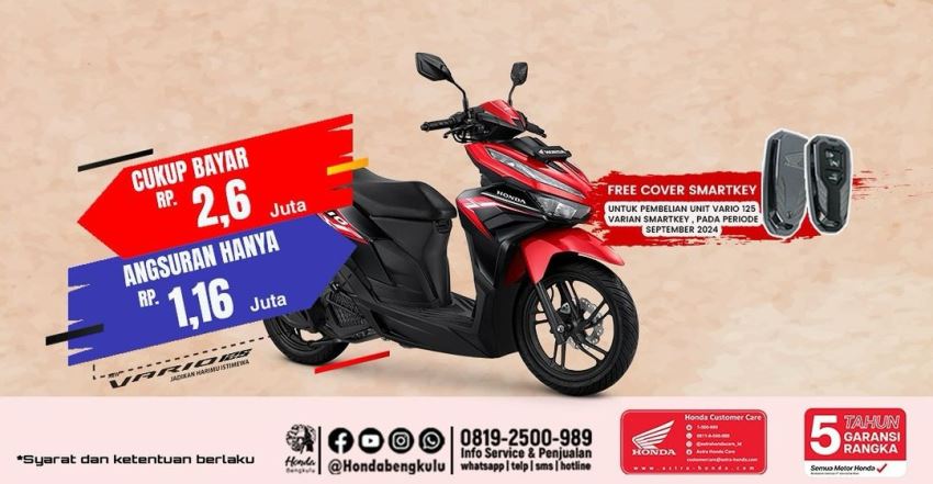 Promo Honda Vario 125: Hanya Rp2,6 Juta Uang Muka, Bawa Pulang Skutik Stylish Ini Sekarang!