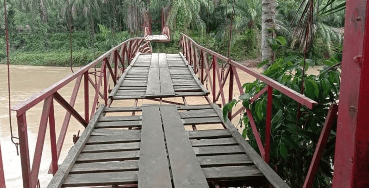 Ekonomi Warga Terancam, Akses Jembatan Menuju Kawasan Pertanian Desa Tanjung Aur II Lumpuh