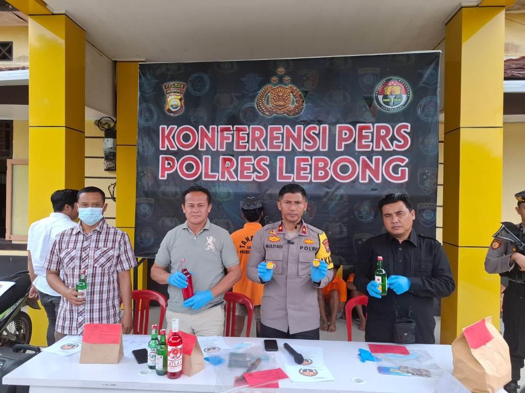 Polres Lebong Sita Puluhan Botol Miras dan Tangkap Tujuh Pelaku dalam Operasi Pekat Nala II 2024