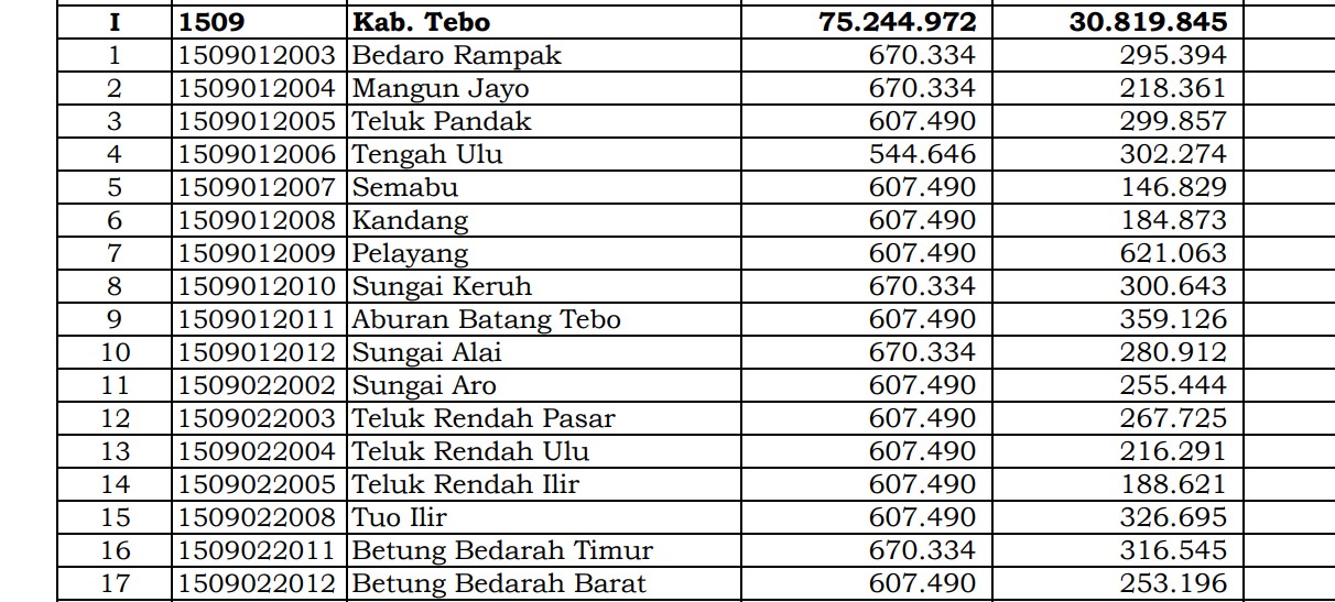 Simak Rincian Dana Desa 2024 Tebo, Jambi: 24 Desa 1 Miliar