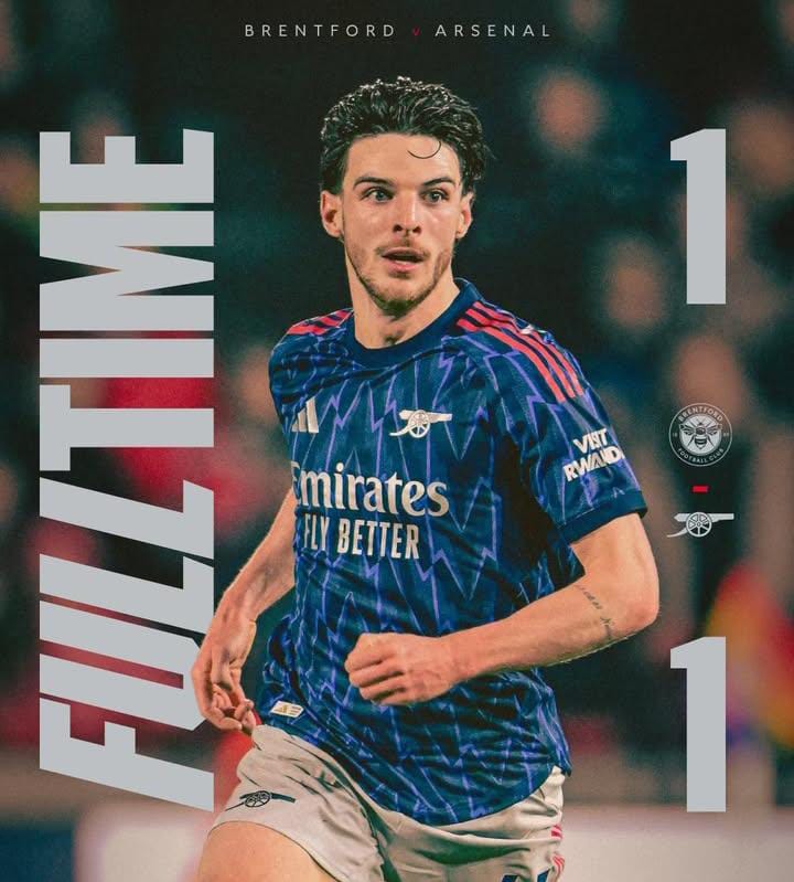 Arsenal Ditahan Brentford 1-1, Jarak dengan Man City Menipis