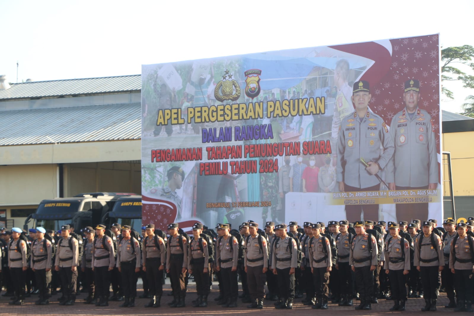 770 Personel Polda Bengkulu BKO Polres Jajaran untuk Amankan Tahapan Pemungutan Suara Pemilu 2024