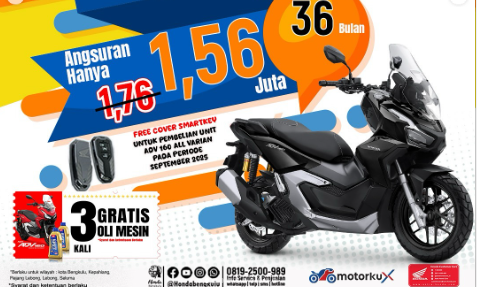 BOOMtober Honda Bengkulu! DP Mulai Rp1,5 Juta, Angsuran Ringan, dan Diskon Hingga Rp7,2 Juta!