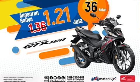 BOOMtober Honda Bengkulu! Supra GTR150 Cukup Bayar Rp1,5 Juta, Hemat Angsuran Hingga Rp3,6 Juta!