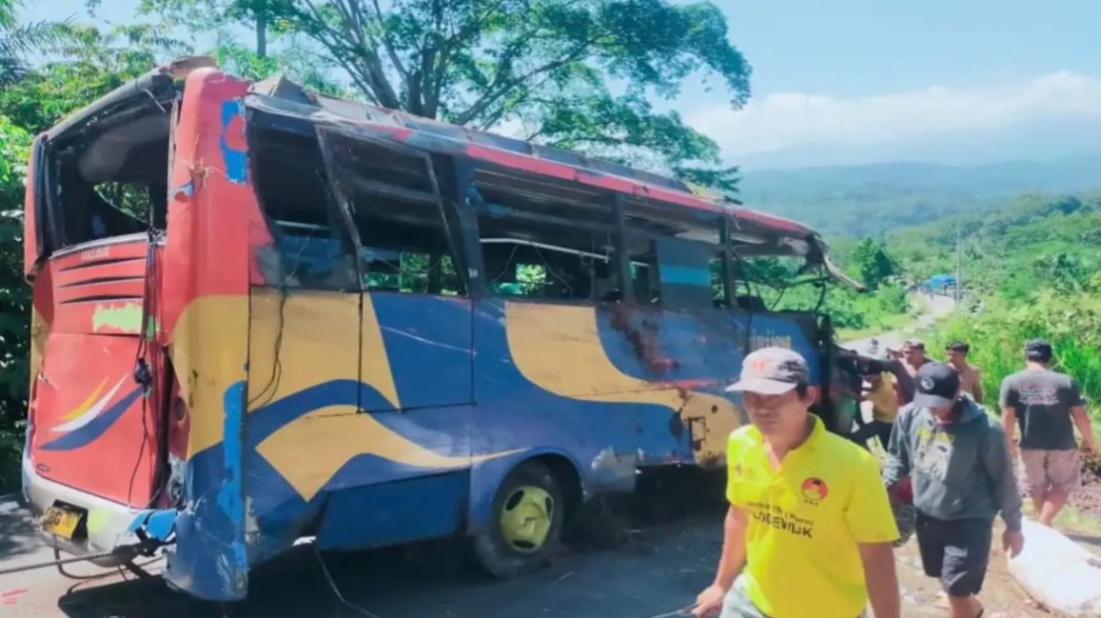 5 Orang Luka Berat, Bus Sriwijaya dari Bengkulu Alami Lakalantas Tunggal di Pesisir Barat Lampung