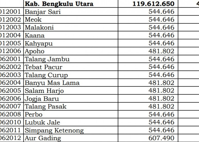 Ini Pembagian Dana Desa 2024 Bengkulu Utara, Bengkulu! 22 Desa 1 Miliar