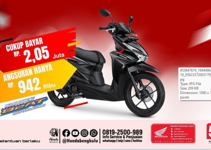 Honda Beat Hanya Rp2,05 Juta, Langsung Bisa Dibawa Pulang: Simak Lengkapnya di Sini